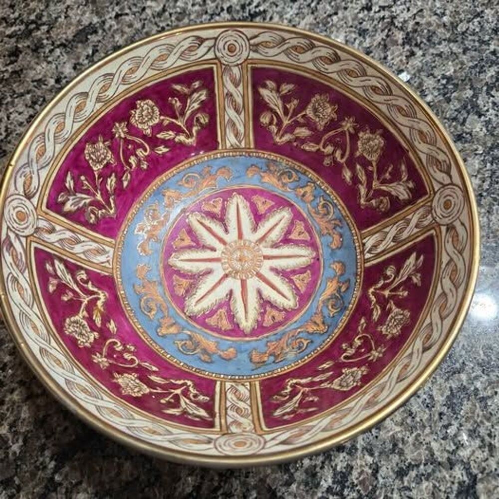 Vintage Andrea by Sadek 10" Large Porcelain Decorative Bowl - Chinoiserie Floral